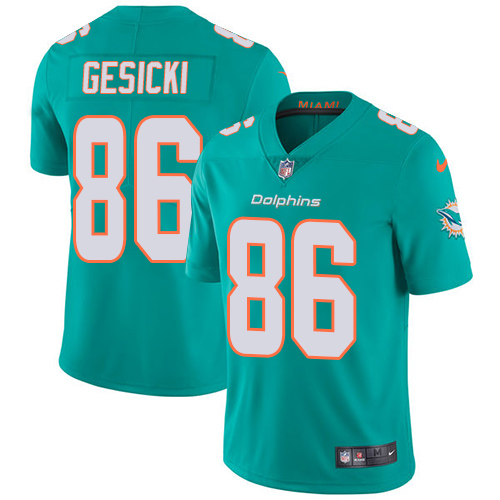 Nike Dolphins #86 Mike Gesicki Aqua Green Team Color Men's Stitched NFL Vapor Untouchable Limited Jersey - Click Image to Close